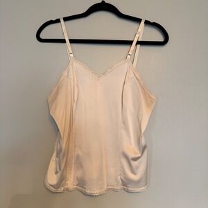 Vintage Satin LaceTrim Camisole Soft Neutral Cami Coquette 90s Minimalist Medium